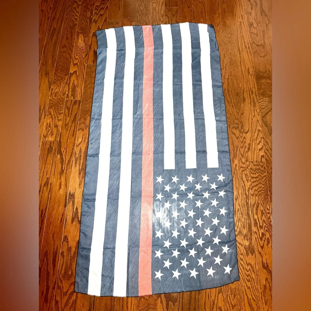 Black and White with Thin Red Line Stripes Stars Firefighter Flag/ Material